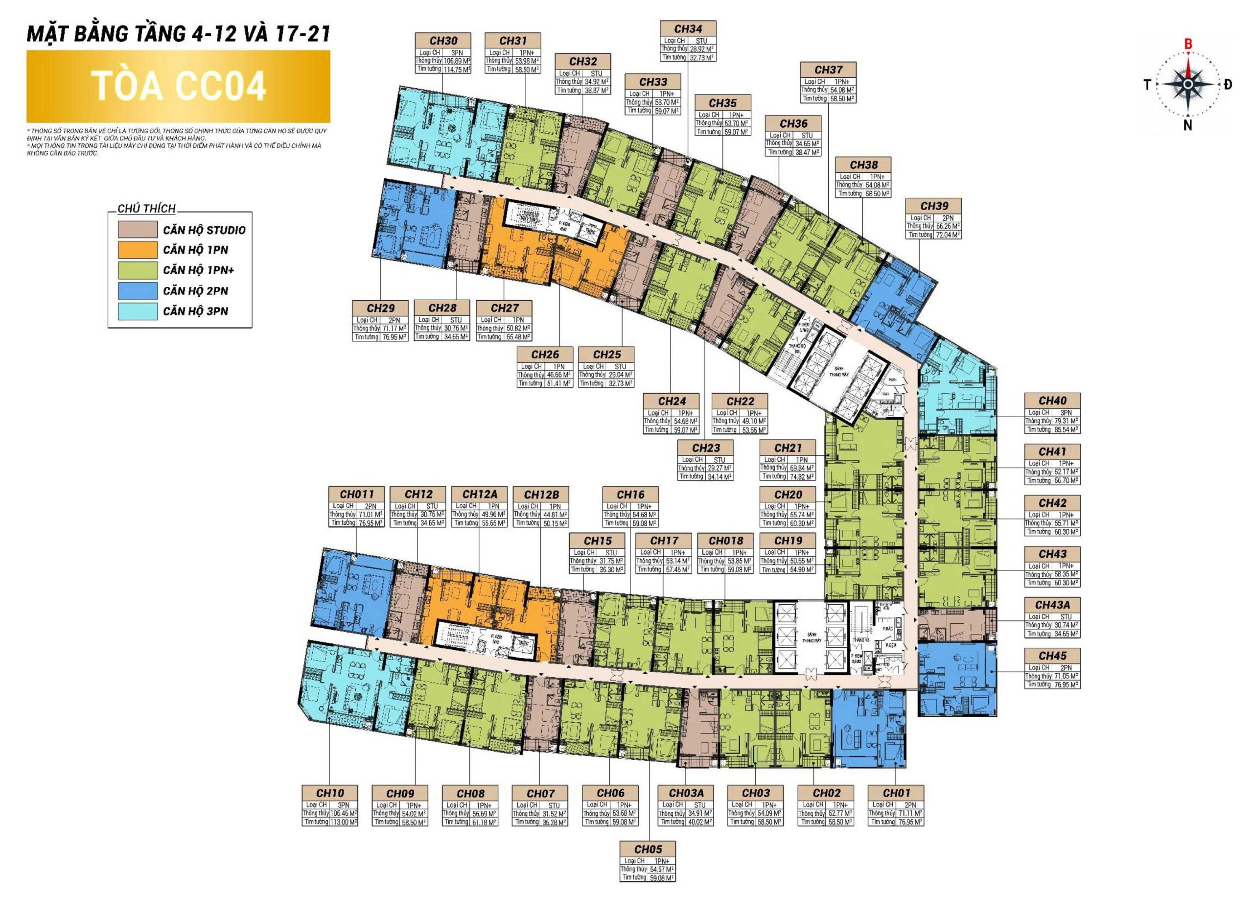 Mặt bằng tòa căn hộ Charmora City Nha Trang mở bán nhịp 1